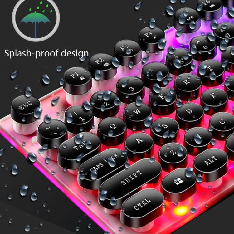 LIMEIDE GTX300 104 Keys Retro Round Key Cap USB Wired Mouse Keyboard, Cable Length: 1.4m, Colour: Punk Single Keyboard White - Wired Keyboard by LIMEIDE | Online Shopping South Africa | PMC TechLife | Buy Now Pay Later Mobicred