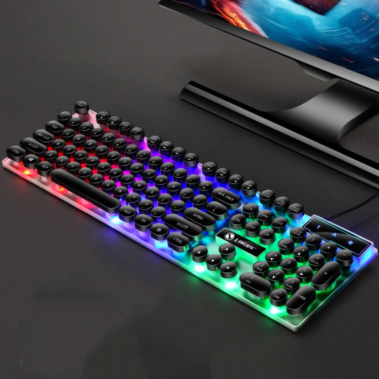 LIMEIDE GTX300 104 Keys Retro Round Key Cap USB Wired Mouse Keyboard, Cable Length: 1.4m, Colour: Punk Single Keyboard  Black - free shipping - PMC TechLife - Order now!