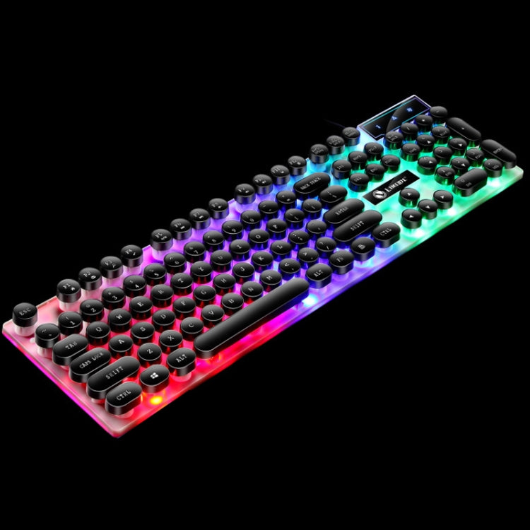LIMEIDE GTX300 104 Keys Retro Round Key Cap USB Wired Mouse Keyboard, Cable Length: 1.4m, Colour: Punk Single Keyboard  Black - free shipping - PMC TechLife - Order now!