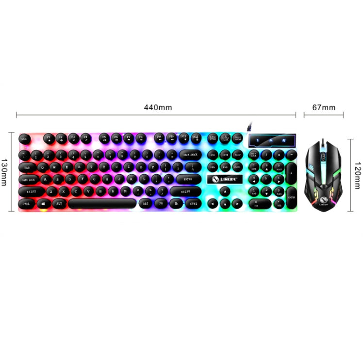 LIMEIDE GTX300 104 Keys Retro Round Key Cap USB Wired Mouse Keyboard, Cable Length: 1.4m, Colour: Punk Single Keyboard  Black - free shipping - PMC TechLife - Order now!
