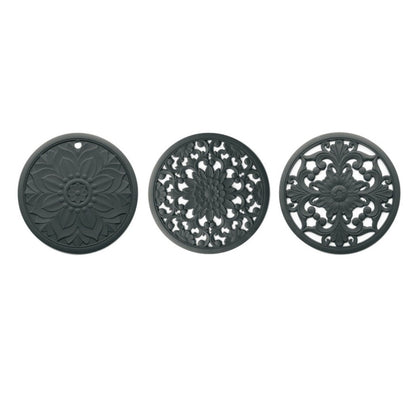 3 in 1 Hollow Flower Silicone Heat Insulation Pad Anti-Scalding Pot Bowl Pad Set(Black) - Insulation by PMC Jewellery | Online Shopping South Africa | PMC Jewellery