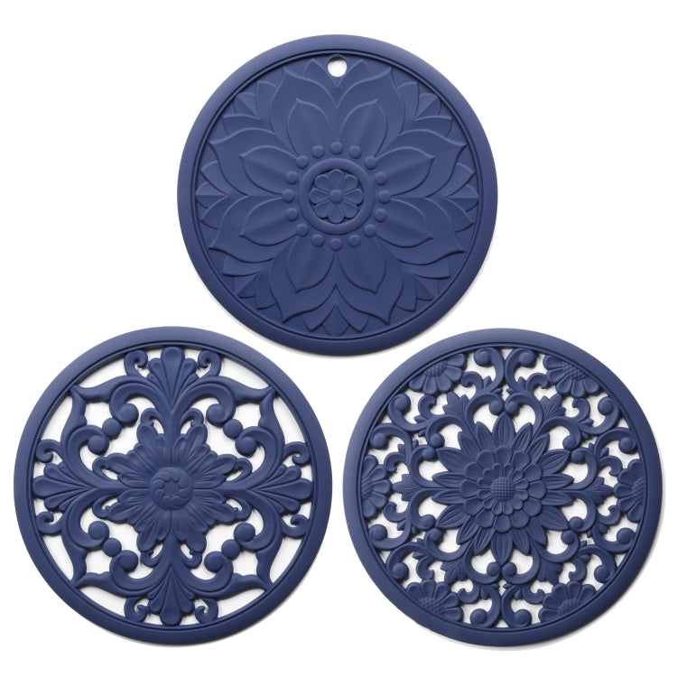 3 in 1 Hollow Flower Silicone Heat Insulation Pad Anti-Scalding Pot Bowl Pad Set(Blue) - Insulation by PMC TechLife | Online Shopping South Africa | PMC TechLife | Buy Now Pay Later Mobicred