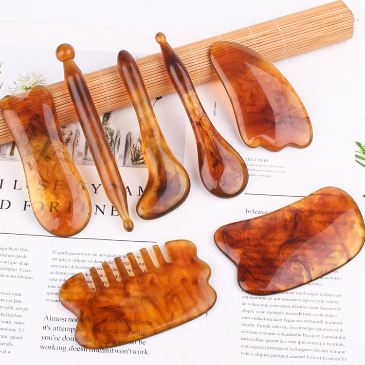 Resin Scraping Sheet Massage Facial Tendon Stick Beauty Salon Shave Board Acupuncture Pen, Color Classification: Amber Meridiary Comb - free shipping - PMC TechLife - Order now!