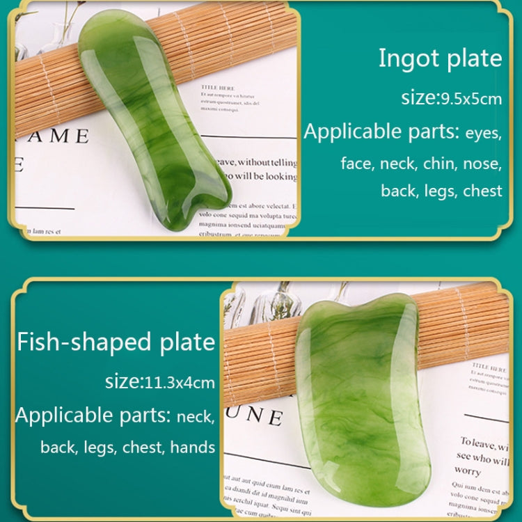 Resin Scraping Sheet Massage Facial Tendon Stick Beauty Salon Shave Board Acupuncture Pen, Color Classification: Emerald Green Fish Plate - free shipping - PMC TechLife - Order now!
