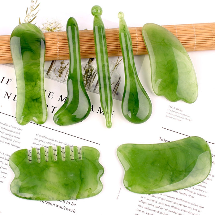 Resin Scraping Sheet Massage Facial Tendon Stick Beauty Salon Shave Board Acupuncture Pen, Color Classification: Emerald Green Triangle - free shipping - PMC TechLife - Order now!