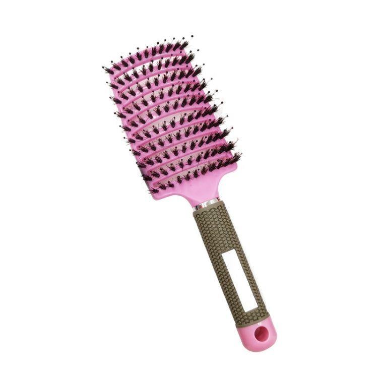 Retro Boar Bristles Hairdressing Big Curved Comb Curly Hair Massage Comb(Pink) - Combs by PMC Jewellery | Online Shopping South Africa | PMC Jewellery