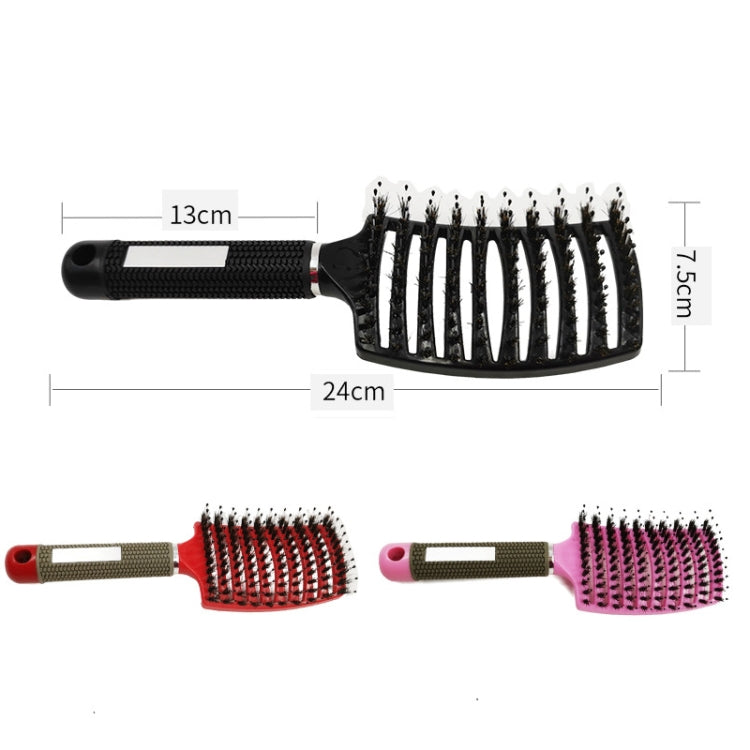 Retro Boar Bristles Hairdressing Big Curved Comb Curly Hair Massage Comb(Pink) - Combs by PMC Jewellery | Online Shopping South Africa | PMC Jewellery