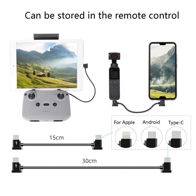 Sunnylife TY-X9304 Suitable For DJI Mavic Air 2S / DJI FPV Flight Glasses V2 / Mavic Mini2 / Osmo Pocket 2 Mobile Phone Tablet Cable 15cm Type-C to Micro USB  Cable - Other Accessories by PMC TechLife | Online Shopping South Africa | PMC TechLife