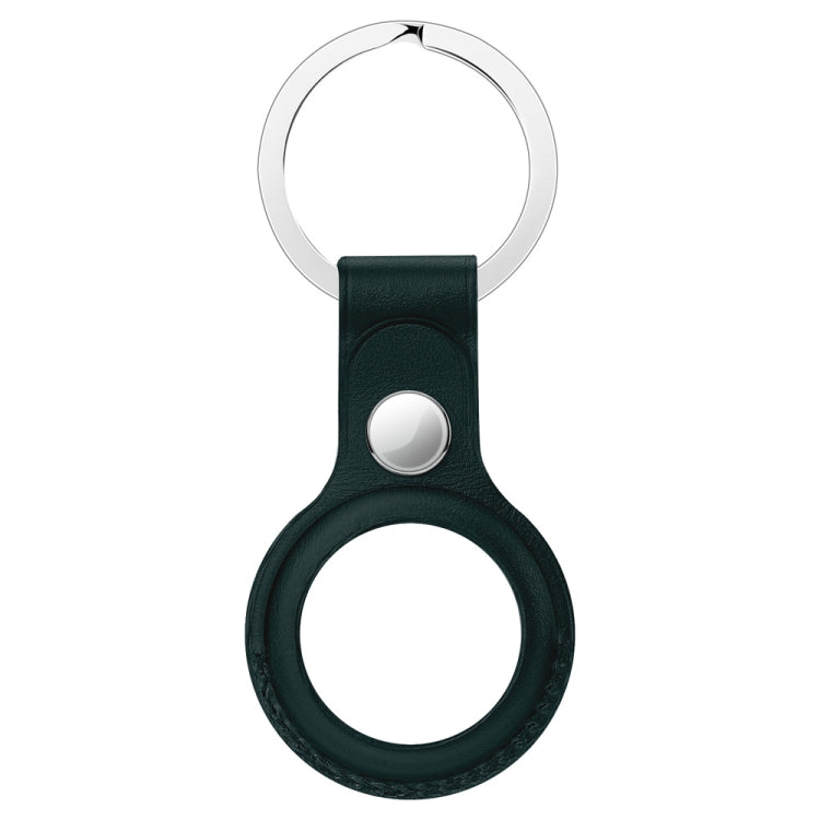 Anti-scratch Top-layer Cowhide Leather Protective Cover with Hanging Buckle for AirTag(Ink Green) - Other by PMc TechLife | Online Shopping South Africa | PMc TechLife | Buy Now Pay Later Mobicred