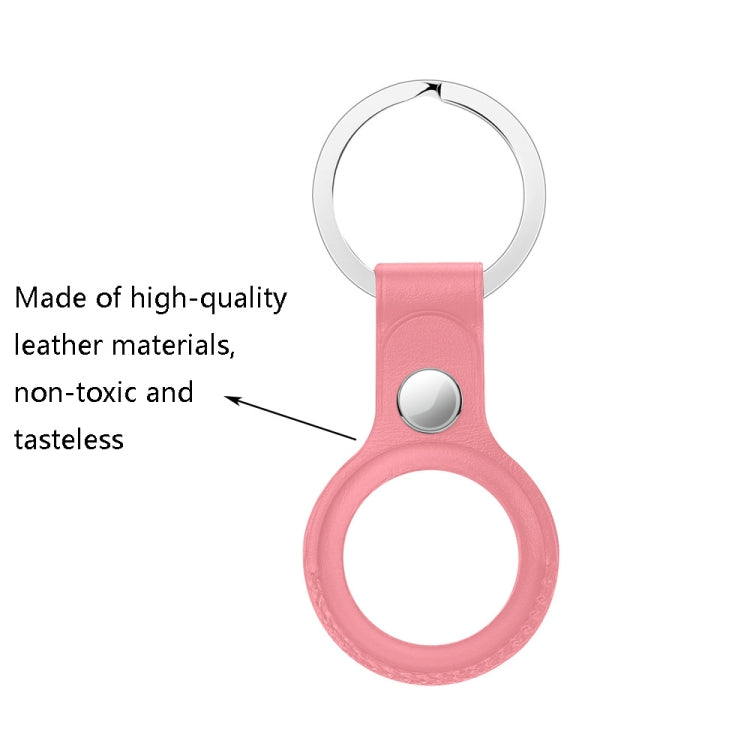 Anti-scratch Top-layer Cowhide Leather Protective Cover with Hanging Buckle for Airtag(Pink) - Other by PMc TechLife | Online Shopping South Africa | PMc TechLife | Buy Now Pay Later Mobicred