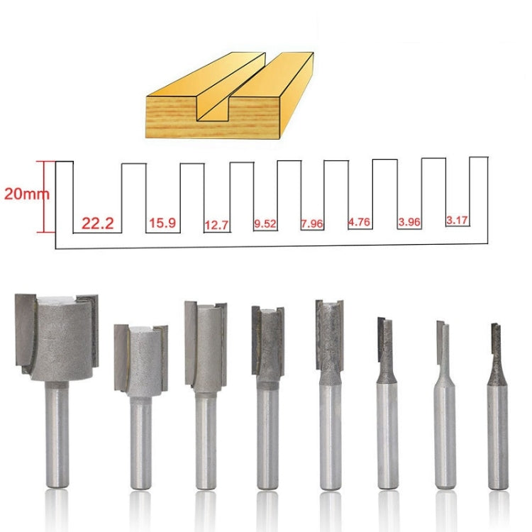 8 PCS/Set 1/4 Handle Woodworking Milling Cutter Double-Edged Straight Knife Engraving Machine Slotting Head - Others by PMC Jewellery | Online Shopping South Africa | PMC Jewellery | Buy Now Pay Later Mobicred