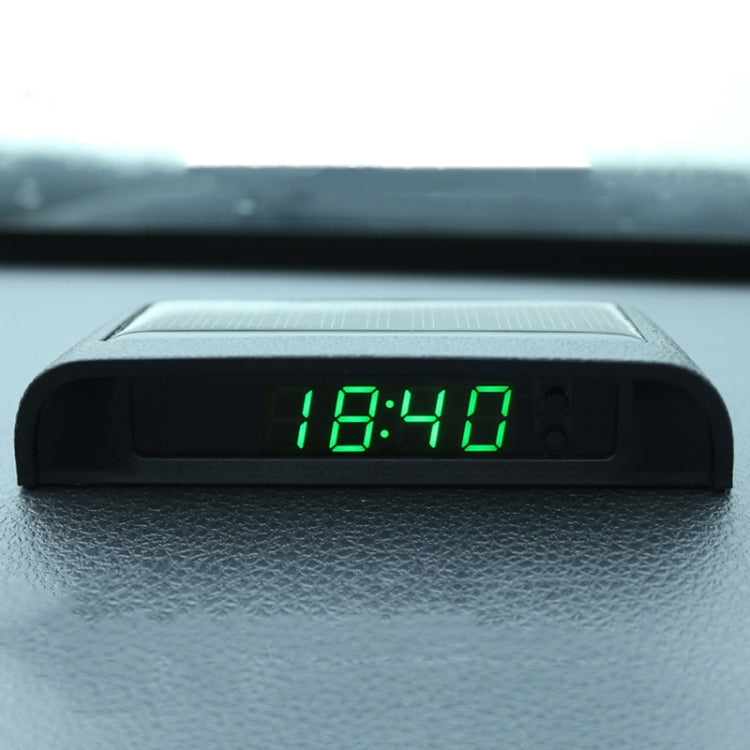 Solar Night Light Car Clock Automotive Electronic Clock Temperature Time+Date+Week+Temperature(Green Light) - Clocks & Car Meters by PMC Jewellery | Online Shopping South Africa | PMC Jewellery