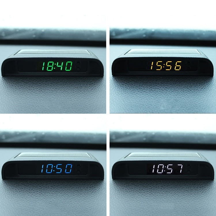 Solar Night Light Car Clock Automotive Electronic Clock Temperature Time+Date+Week+Temperature(Green Light) - Clocks & Car Meters by PMC TechLife | Online Shopping South Africa | PMC TechLife | Buy Now Pay Later Mobicred