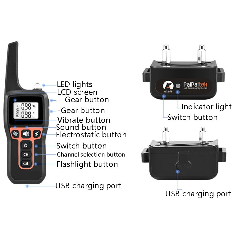 PaiPaitek PD529 Remote Control Dog Training Device Voice Control Anti-Barking Device Dog Training Device(Orange) - free shipping - PMC TechLife - Order now!