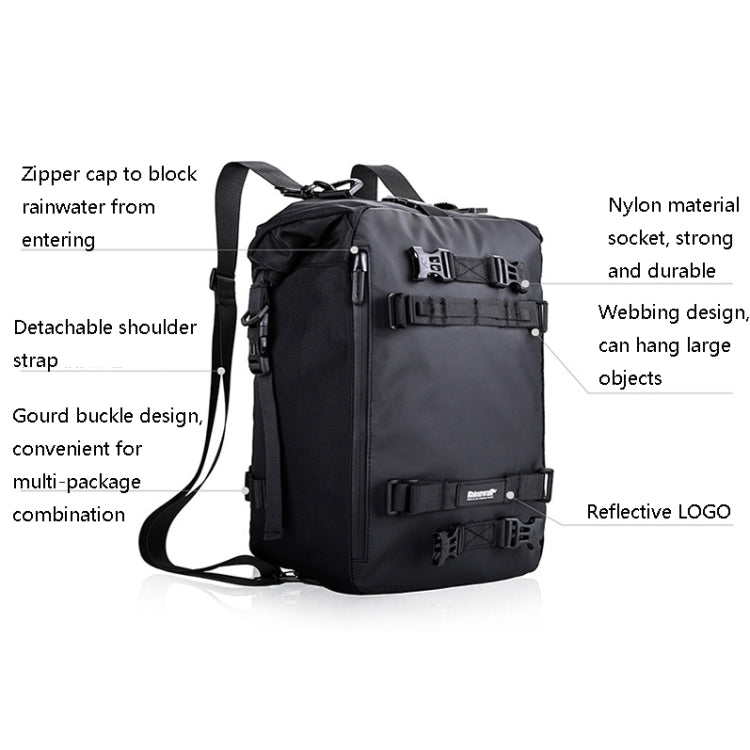 Rhinowalk Multi-Function Motorcycle Rear Seat Bag Combination Rear Shelf Pannier, Colour: Black 20L - free shipping - PMC TechLife - Order now!