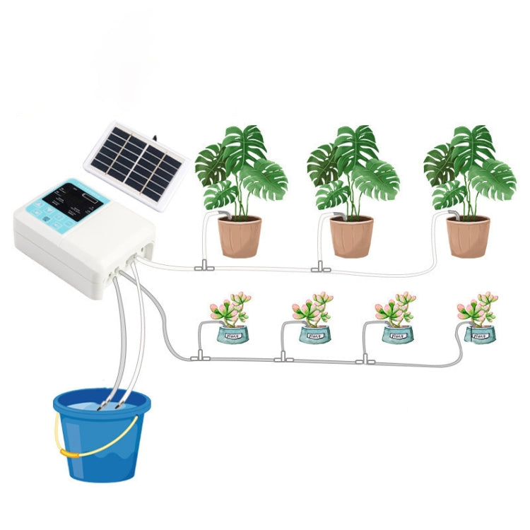 G89456 Solar Intelligent Voice Timing Automatic Flower Watering Device Lazy Plant Dripper, Specification: Double Pump 15 Sets 10M Tube(White) - Watering & Irrigation by PMc TechLife | Online Shopping South Africa | PMc TechLife | Buy Now Pay Later Mobicred