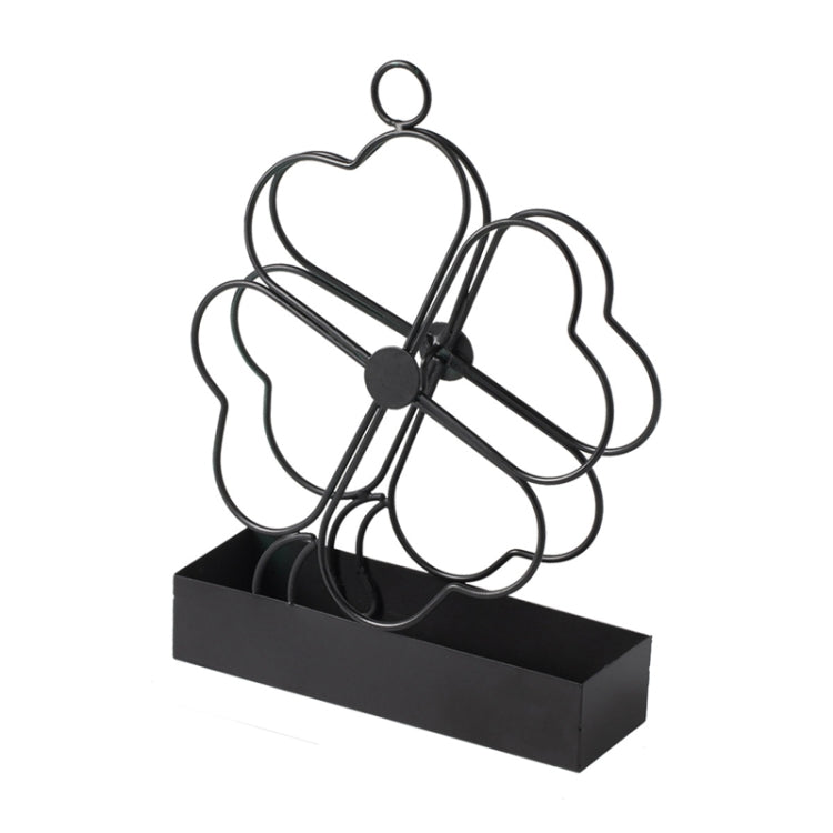 Simple Hangable Wrought Iron Mosquito Coil Holder Portable Fireproof Mosquito Coil Tray Incense Burner Ornaments Four Leaf Grass  (Black) - Mosquito Coil Tray by PMC TechLife | Online Shopping South Africa | PMC TechLife | Buy Now Pay Later Mobicred