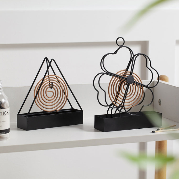 Simple Hangable Wrought Iron Mosquito Coil Holder Portable Fireproof Mosquito Coil Tray Incense Burner Ornaments Triangle (Black) - Mosquito Coil Tray by PMC TechLife | Online Shopping South Africa | PMC TechLife | Buy Now Pay Later Mobicred