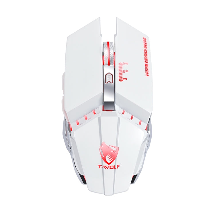 T-WOLF Q15 6-Buttons 1600 DPI Wireless Rechargeable Mute Office Gaming Mouse with 7 Color Breathing Light(Pearl White) - free shipping - PMC Jewellery - Order now!