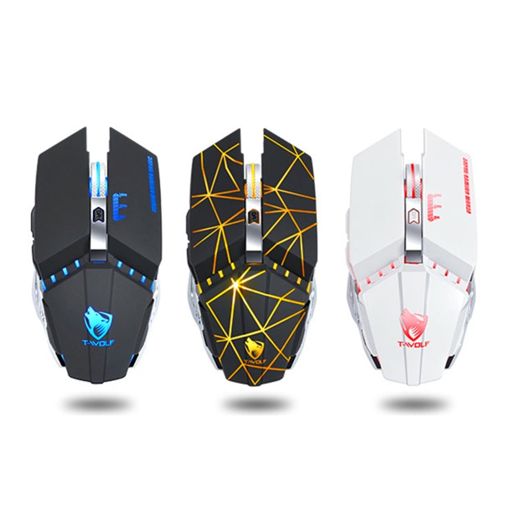 T-WOLF Q15 6-Buttons 1600 DPI Wireless Rechargeable Mute Office Gaming Mouse with 7 Color Breathing Light(Technology Black) - Wireless Mice by T-WOLF | Online Shopping South Africa | PMC Jewellery | Buy Now Pay Later Mobicred