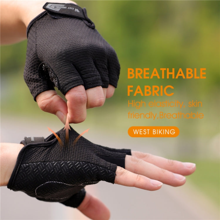 WEST BIKING YP0211218 Cycling Breathable Short Gloves Non-Slip Half Finger Gloves, Size: L(Red) - Cycling Gloves by WEST BIKING | Online Shopping South Africa | PMC TechLife | Buy Now Pay Later Mobicred