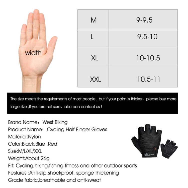 WEST BIKING YP0211218 Cycling Breathable Short Gloves Non-Slip Half Finger Gloves, Size: L(Red) - Cycling Gloves by WEST BIKING | Online Shopping South Africa | PMC TechLife | Buy Now Pay Later Mobicred