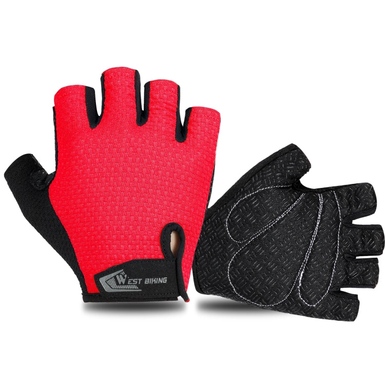WEST BIKING YP0211218 Cycling Breathable Short Gloves Non-Slip Half Finger Gloves, Size: XL(Red) - Cycling Gloves by WEST BIKING | Online Shopping South Africa | PMC TechLife | Buy Now Pay Later Mobicred