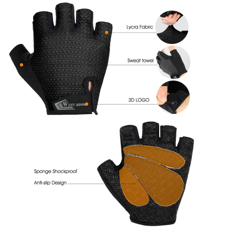 WEST BIKING YP0211218 Cycling Breathable Short Gloves Non-Slip Half Finger Gloves, Size: 2XL(Blue) - Cycling Gloves by WEST BIKING | Online Shopping South Africa | PMC TechLife | Buy Now Pay Later Mobicred