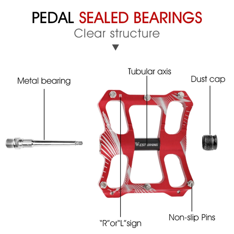 WEST BIKING YP0802080 Bicycle Aluminum Alloy Pedal Riding Foot Pedal Bicycle Accessories(Silver) - free shipping - PMc TechLife - Order now!