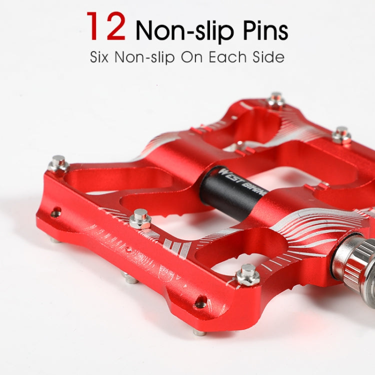 WEST BIKING YP0802080 Bicycle Aluminum Alloy Pedal Riding Foot Pedal Bicycle Accessories(Red) - Pedals by WEST BIKING | Online Shopping South Africa | PMc TechLife | Buy Now Pay Later Mobicred
