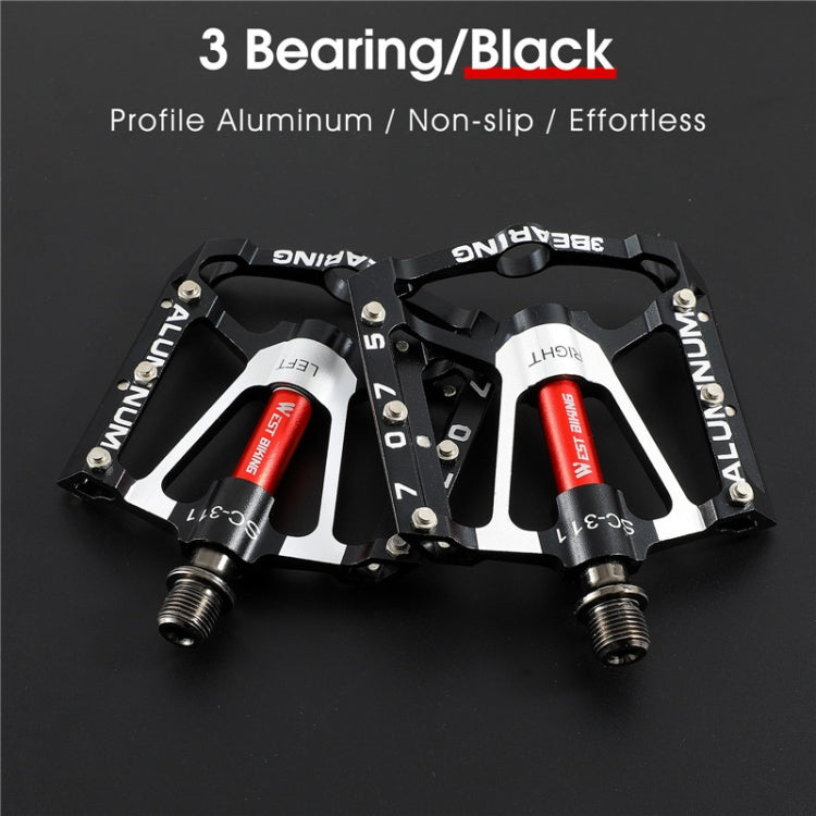 1pair WEST BIKING YP0802083 Mountain Bike Aluminum Alloy Pedal Lightweight Bearing Foot Pedal(Black) - free shipping - PMc TechLife - Order now!