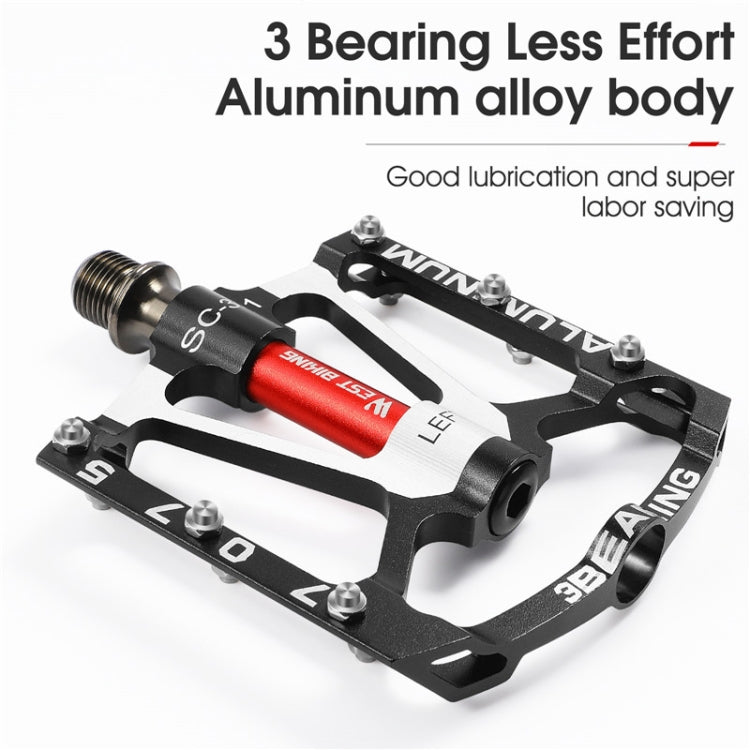 1pair WEST BIKING YP0802083 Mountain Bike Aluminum Alloy Pedal Lightweight Bearing Foot Pedal(Blue) - free shipping - PMc TechLife - Order now!