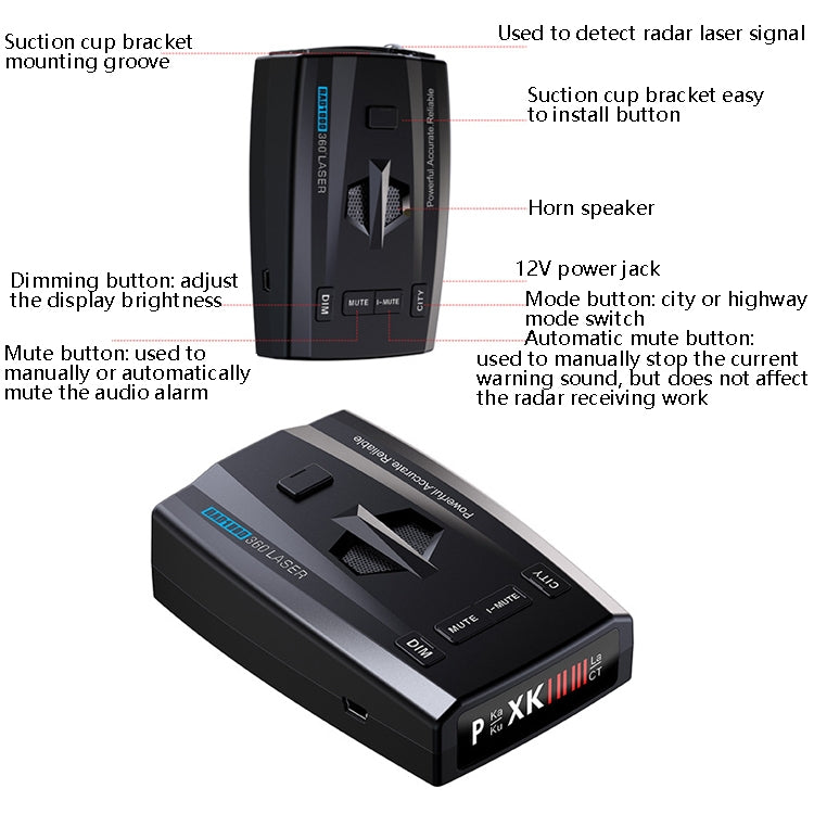 RAD1000 Car Laser Radar Speedometer Car Mobile Speed Radar Electronic Dog - Radar Detectors by PMC Jewellery | Online Shopping South Africa | PMC Jewellery