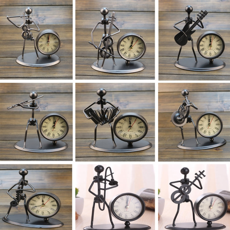 Iron Stainless Steel Small Table Clock Retro Personality Clock Birthday Gift(C67 French Horn Clock) - Novelty Clock by PMc TechLife | Online Shopping South Africa | PMc TechLife | Buy Now Pay Later Mobicred
