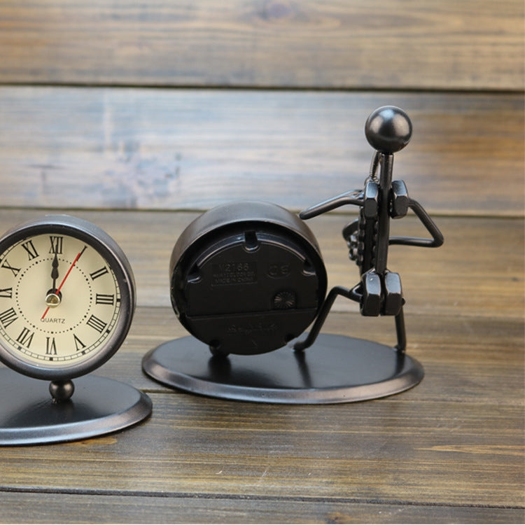 Iron Stainless Steel Small Table Clock Retro Personality Clock Birthday Gift(C67 French Horn Clock) - Novelty Clock by PMc TechLife | Online Shopping South Africa | PMc TechLife | Buy Now Pay Later Mobicred