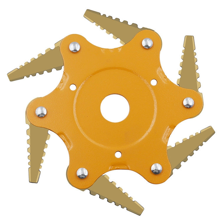 Toothed Mower Blade Six-Leaf Cyclone Blade Agricultural Weeder Parts(Golden Blade Bagged Yellow) - Lawn Mower, Saws & Accessories by PMC TechLife | Online Shopping South Africa | PMC TechLife | Buy Now Pay Later Mobicred