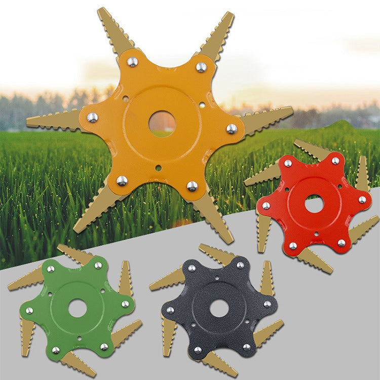 Toothed Mower Blade Six-Leaf Cyclone Blade Agricultural Weeder Parts(Golden Blade Bagged Yellow) - Lawn Mower, Saws & Accessories by PMC TechLife | Online Shopping South Africa | PMC TechLife | Buy Now Pay Later Mobicred