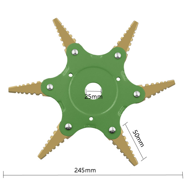 Toothed Mower Blade Six-Leaf Cyclone Blade Agricultural Weeder Parts(Golden Blade Bagged Green) - Lawn Mower, Saws & Accessories by PMC TechLife | Online Shopping South Africa | PMC TechLife | Buy Now Pay Later Mobicred