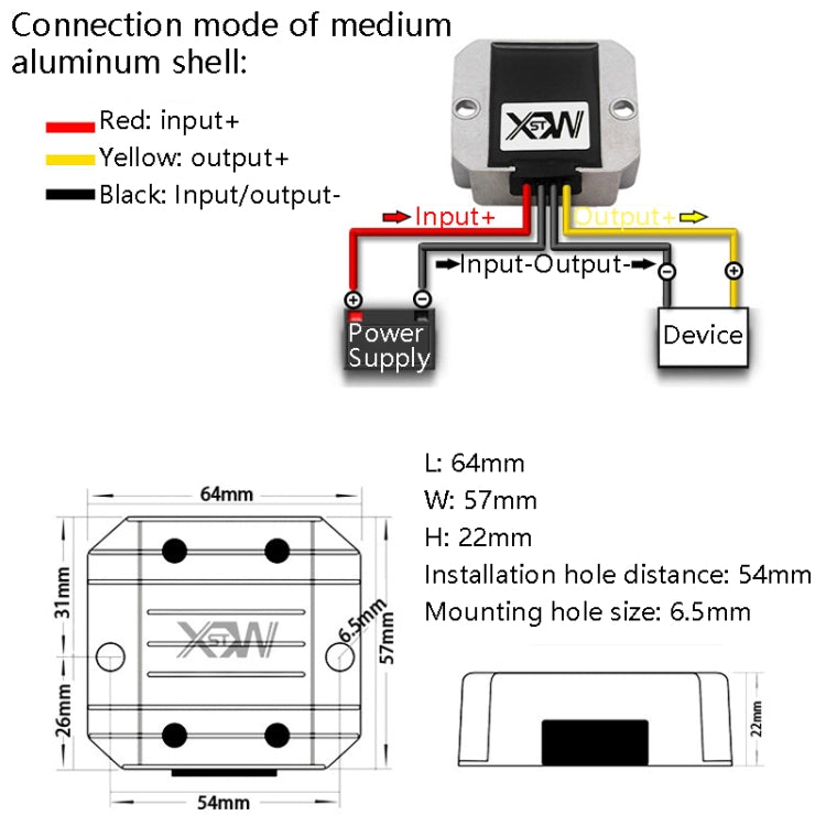 XWST DC 12/24V To 5V Converter Step-Down Vehicle Power Module, Specification: 12/24V To 5V 10A Medium Aluminum Shell -  by PMC Jewellery | Online Shopping South Africa | PMC Jewellery | Buy Now Pay Later Mobicred