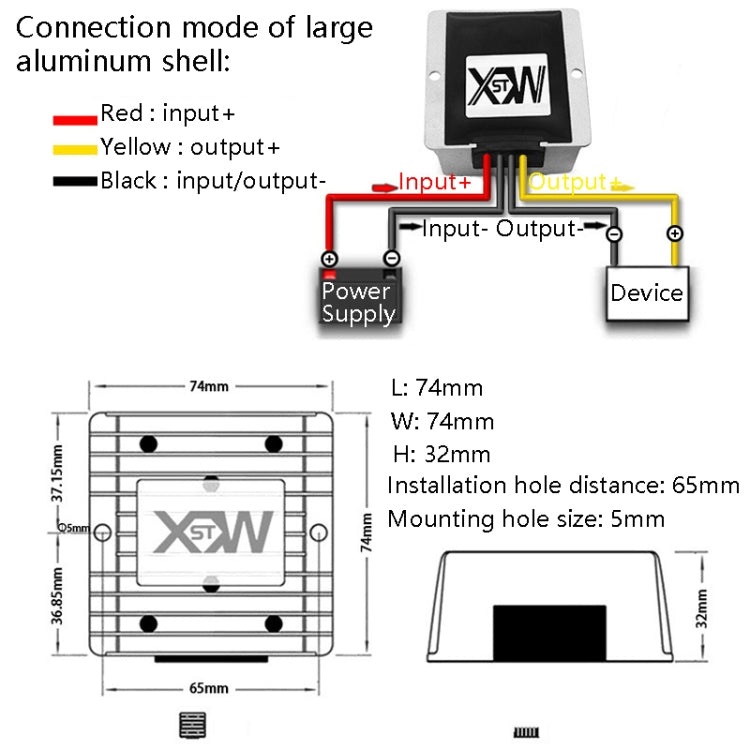 XWST DC 12/24V To 5V Converter Step-Down Vehicle Power Module, Specification: 12/24V To 5V 15A Large Aluminum Shell -  by PMC Jewellery | Online Shopping South Africa | PMC Jewellery