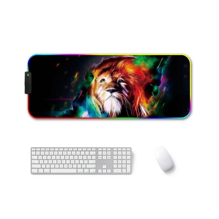 350x600x3mm F-01 Rubber Thermal Transfer RGB Luminous Non-Slip Mouse Pad(Colorful Lion) - free shipping - PMC Jewellery - Order now!
