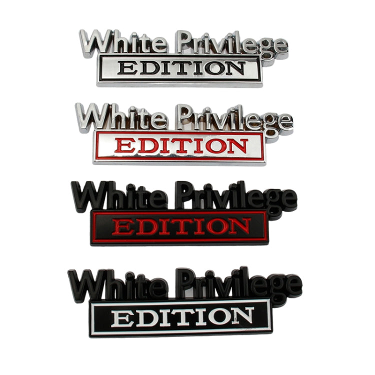 2 PCS Car Metal Leaf Board Car Logo White Privilege Edition Modified Car Body Sticker Sign(Silver Black) - Decorative Sticker by PMC TechLife | Online Shopping South Africa | PMC TechLife | Buy Now Pay Later Mobicred