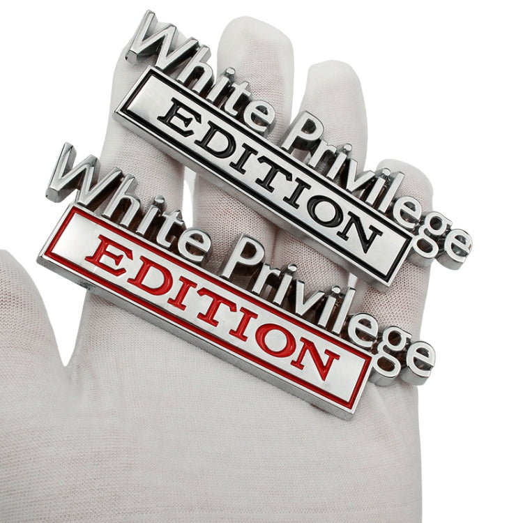2 PCS Car Metal Leaf Board Car Logo White Privilege Edition Modified Car Body Sticker Sign(Black White) - Decorative Sticker by PMC TechLife | Online Shopping South Africa | PMC TechLife | Buy Now Pay Later Mobicred