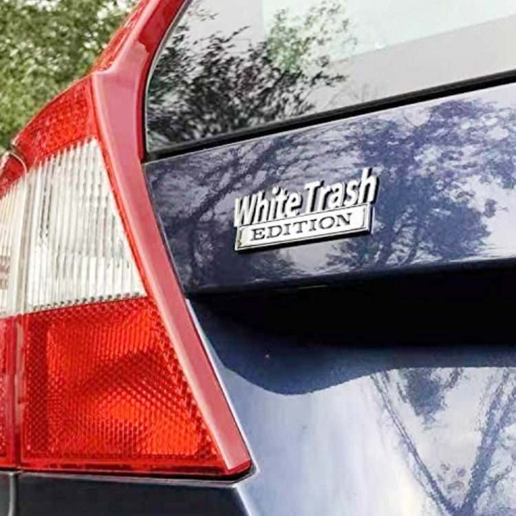 2 PCS Car Metal Modification Standard White Trash Edition Car Label Stickers(Black White) - free shipping - PMC TechLife - Order now!