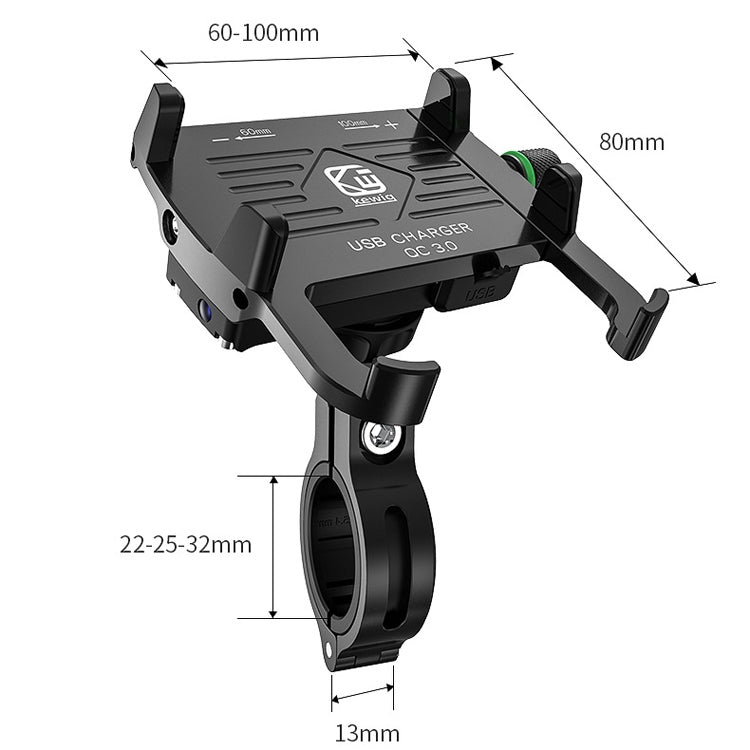 Kewig M6-S 12V Motorcycle Waterproof Aluminum Alloy Mobile Phone Bracket With QC3.0 Fast Charging(Red) - free shipping - PMC TechLife - Order now!