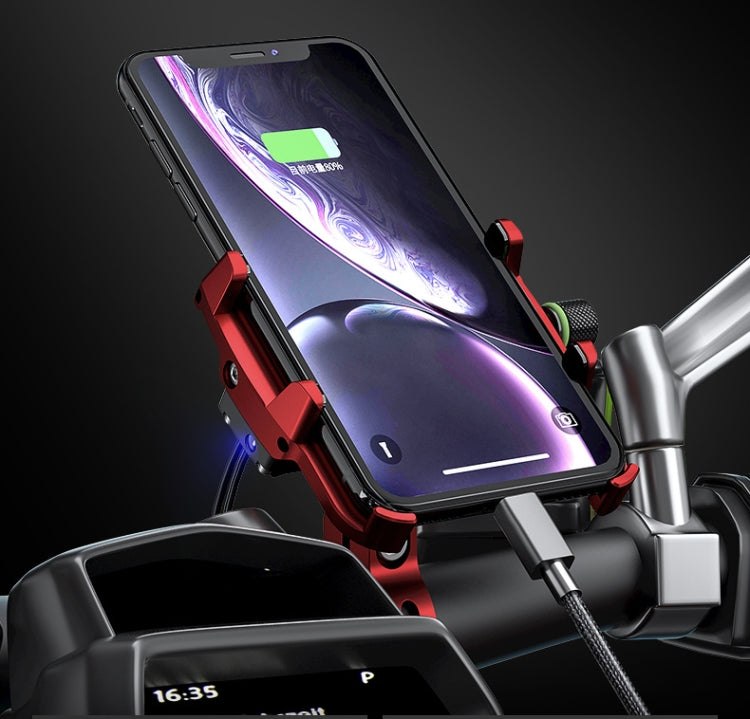 Kewig M6-S 12V Motorcycle Waterproof Aluminum Alloy Mobile Phone Bracket With QC3.0 Fast Charging(Red) - free shipping - PMC TechLife - Order now!