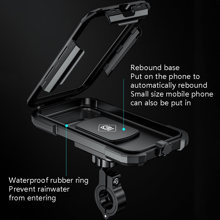 Kewig Bicycle Motorcycle Waterproof Box Mobile Phone Bracket Riding Touch Mobile Phone Fixed Seat(M18L-B1 Large Handlebar Installation) - Holder by Kewig | Online Shopping South Africa | PMC Jewellery | Buy Now Pay Later Mobicred