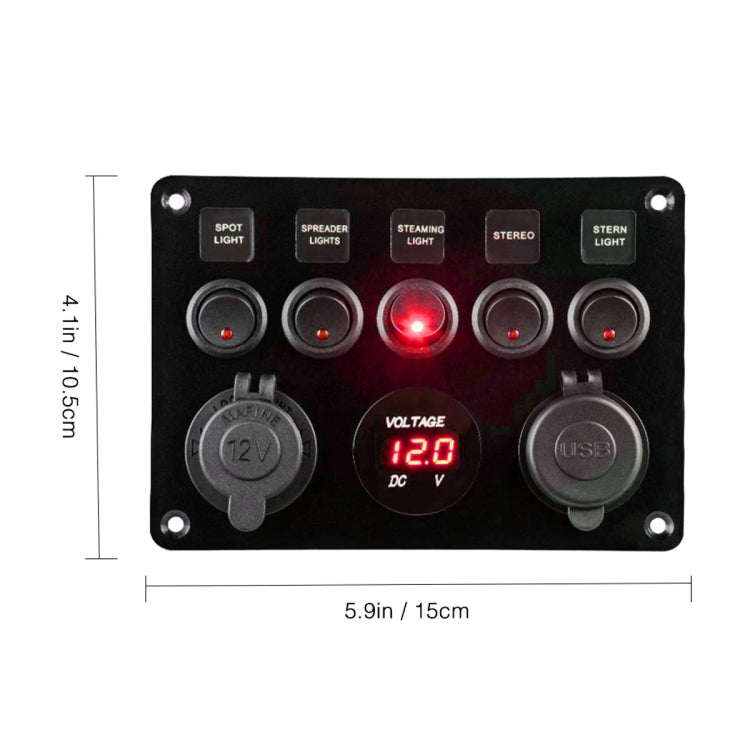 RV Yacht Car Combination Cat Eye Switch Dual USB Car Charging Control Panel With Voltmeter - Car Switches by PMC Jewellery | Online Shopping South Africa | PMC Jewellery | Buy Now Pay Later Mobicred