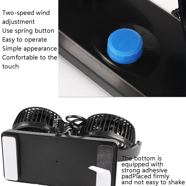 Car Fan Portable Mini Adjustable Car Double-Headed Electric Fan, Colour: Blue USB Universal - Heating & Fans by PMC Jewellery | Online Shopping South Africa | PMC Jewellery | Buy Now Pay Later Mobicred