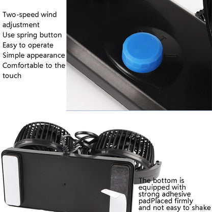 Car Fan Portable Mini Adjustable Car Double-Headed Electric Fan, Colour: Blue USB Universal - Heating & Fans by PMC Jewellery | Online Shopping South Africa | PMC Jewellery | Buy Now Pay Later Mobicred